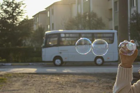 Soap bubbles in the park Stock Photos
