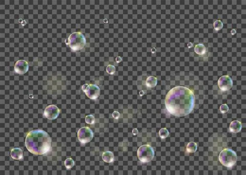Soap bubbles pattern. Isolated on a transparent background Stockillustratie