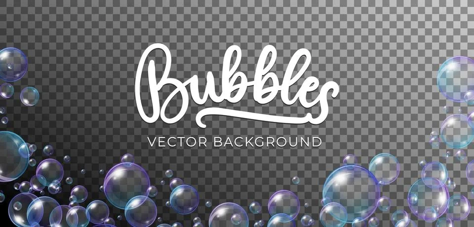 Soap bubbles in rainbow colors vector background Stock Illustration