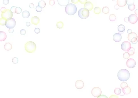 Soap bubbles randomly flew on a white background. Background design. Vector Stock Illustration
