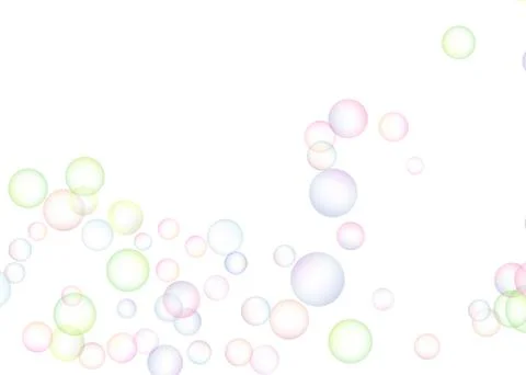 Soap bubbles randomly flew on a white background. Background design. Vector Stock Illustration