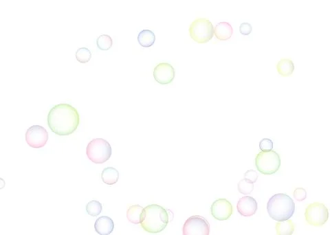 Soap bubbles randomly flew on a white background. Background design. Vector Stock Illustration