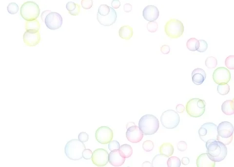 Soap bubbles randomly flew on a white background. Background design. Vector Stock Illustration