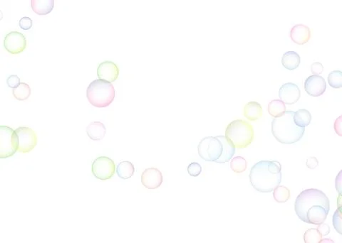 Soap bubbles randomly flew on a white background. Background design. Vector Stock Illustration