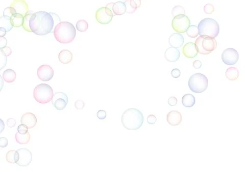 Soap bubbles randomly flew on a white background. Background design. Vector Stock Illustration