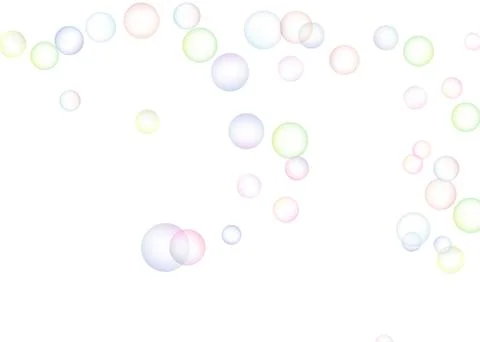 Soap bubbles randomly flew on a white background. Background design. Vector Stock Illustration
