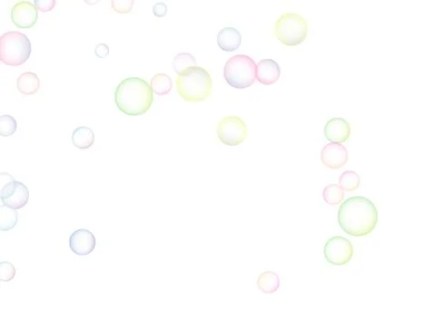 Soap bubbles randomly flew on a white background. Background design. Vector Stock Illustration