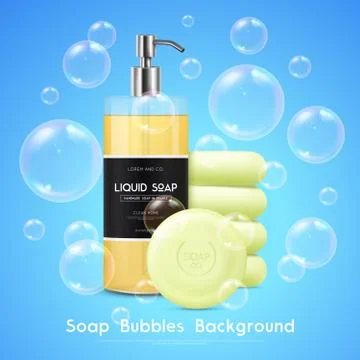 Soap Bubbles Realistic Background Poster Stock Illustration