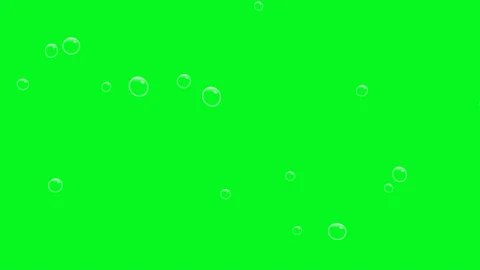 Soap bubbles rising on the screen with green background - Chroma Key. Animati Stock Footage 164249613