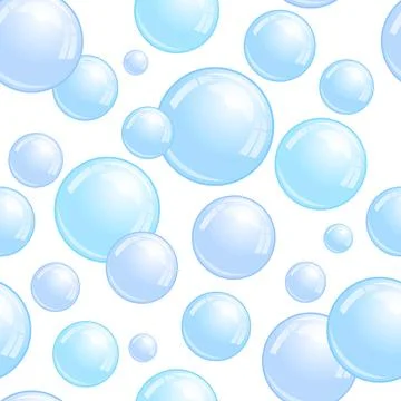 Soap bubbles seamless pattern. Repeated foam decoration wallpaper. Water bubble イラスト素材