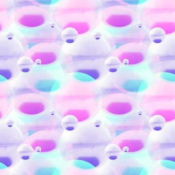 Soap bubbles seamless pattern, scanlines effect, 3d render Illustrazione stock