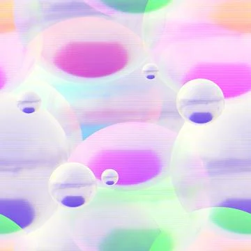 Soap bubbles seamless pattern, scanlines effect, 3d render Stock Illustration