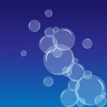 Soap Bubbles Set. Sphere ball, blue water and foam Stock Illustration