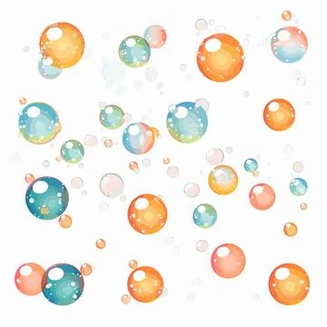 Soap bubbles set vector isolated on white Stock Illustration
