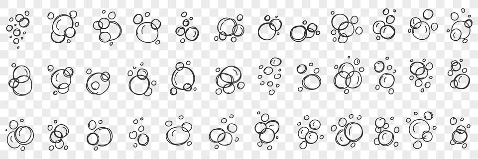 Soap bubbles shapes doodle set Stock Illustration