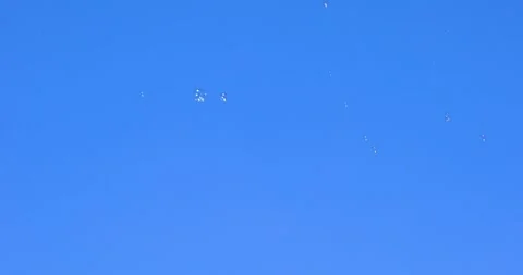 Soap bubbles shimmer in the sun against a blue sky Stock Footage 342861450