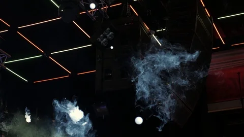 Soap bubbles with smoke exploding up on stage Stock Footage 109352905