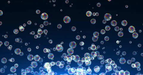 Soap bubbles soaring up on a blue background Stock Footage 304824797