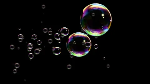 Soap Bubbles started fly from down left to right. Stock Footage 117269536