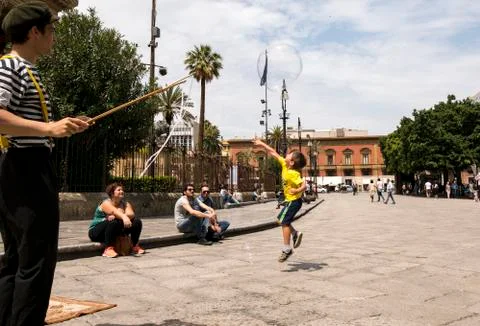 Soap bubbles on the street Stock Photos
