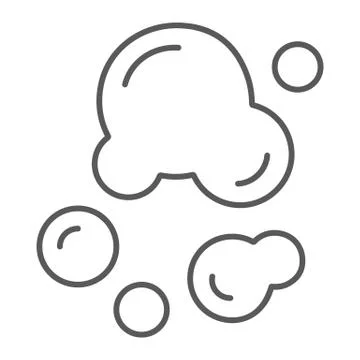Soap bubbles thin line icon, laundry and wash, water bubble sign, vector Stock Illustration