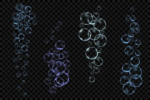 Soap bubbles on a transparent background. Bubble Sets Stockillustratie