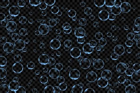 Soap bubbles on a transparent background. Bubble background Stockillustratie