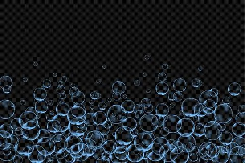Soap bubbles on a transparent background. Bubble background Stockillustratie