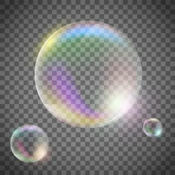 Soap bubbles on a transparent background Stock Illustration