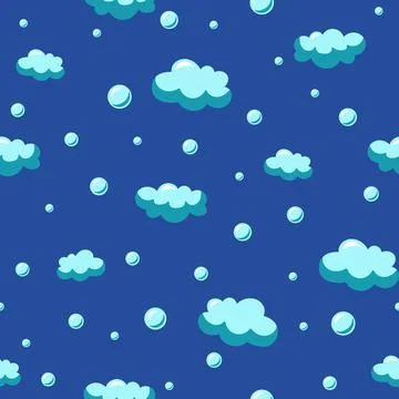 Soap bubbles Vector Seamless pattern. Cleaning concept. Water background. Han Stockillustratie