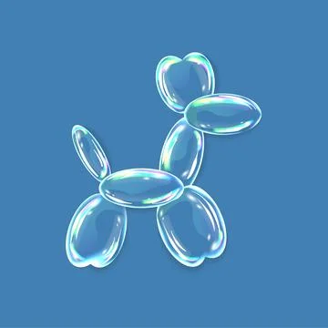 Soap bubbles, water drops in the shape of a dog with shadows. Vector Illustrazione stock