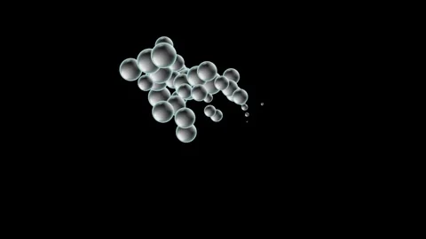 Soap bubbles wave trail stardust animation isolated on black background Vidéo 336791538