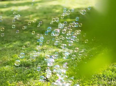 Soap Bubbles in the Yard Stock Photos