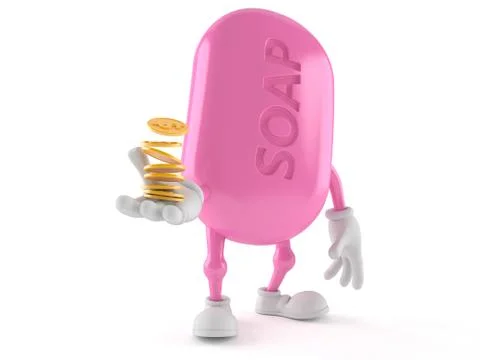 Soap character with coins Stock Illustration