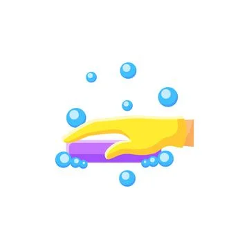 Soap cleaning flat icon. Color illustration Stock Illustration