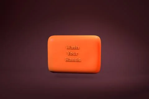 Soap Closeup on a dark background . 3d illustration.Concept of disease preven Stock Illustration