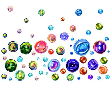 Soap colored bubbles pattern. Stylized watercolor graphics. Stockillustratie