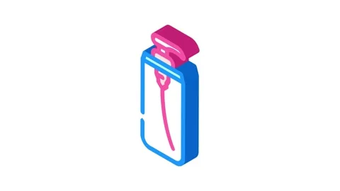 Soap dispenser bathroom interior isometric icon animation Stock Footage 327293899
