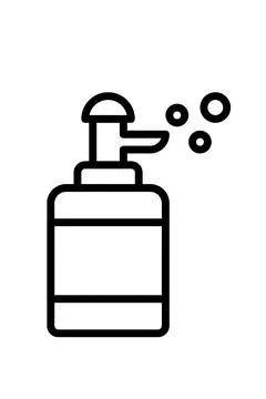 Soap Dispenser Bottle Vector Line Art Illustration Isolated on White Background Stock Illustration