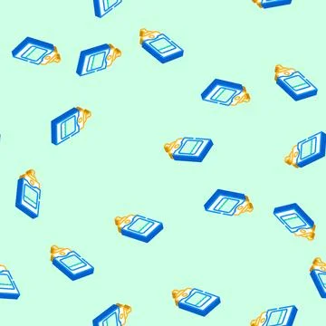 Soap dispenser wall mount isometric icon seamless pattern Stock Illustration