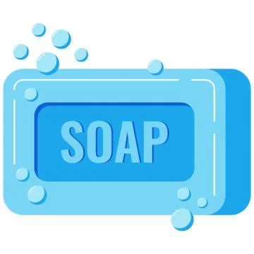 Soap with foam and bubbles isolated on white background. Stock Illustration
