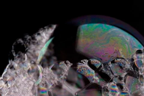 Soap foam on black background Stock Photos