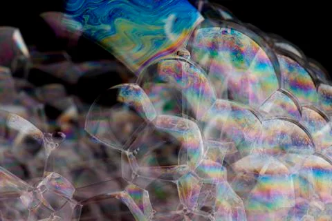 Soap foam on black background Stock Photos