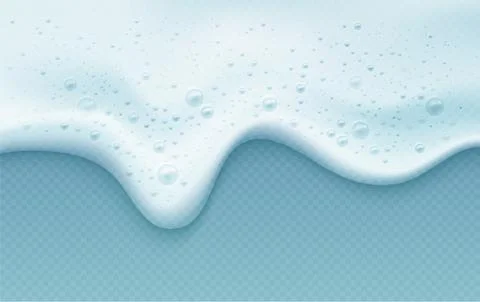 Soap foam with bubbles isolated on a blue transparent background. Shampoo Stock Illustration