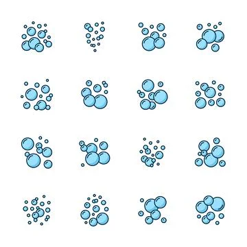 Soap foam or bath shampoo bubble color icons Stock Illustration