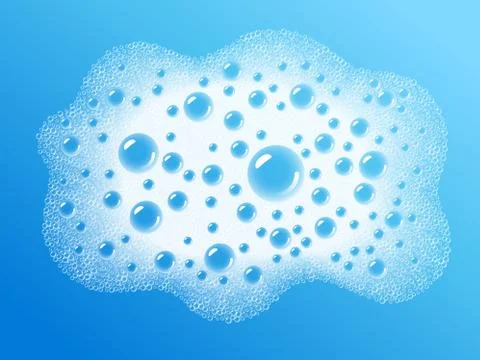 Soap foam overlying on the background of a blue water color. Transparent vector Stock Illustration