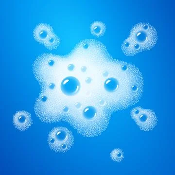 Soap foam overlying on the background of a blue water color. Transparent vector Stock-Illustration