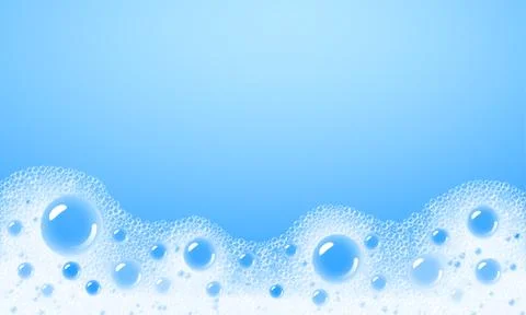 Soap foam overlying on the background of a blue water color 库存插图