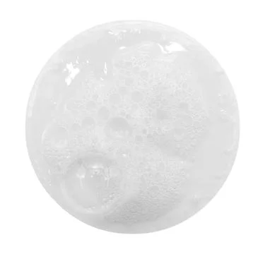 Soap foam round shape on a white background. Shampoo or detergent drop isolat Stock Photos