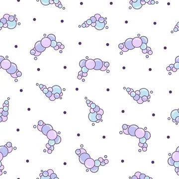 Soap foam set with bubbles. Seamless pattern. Stock Illustration